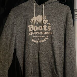 Roots Salt and Pepper Gray Athletic Hoodie Sweater Womens